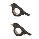 Pack of 2 Crow Napkin Ring | Wooden Sculpted Black Bird Serviette Ring Table Napkin Holder | 4" x 2.75"