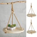  Set of 2 Round Wooden Hanging Tray, 12-Inch Diameter, Natural