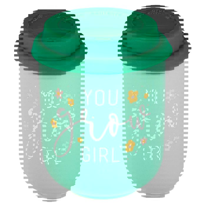 You Grow Girl Ceramic To Go Mug | Holds 16 oz. | Eco Mug with Silicone Lid and Sleeve