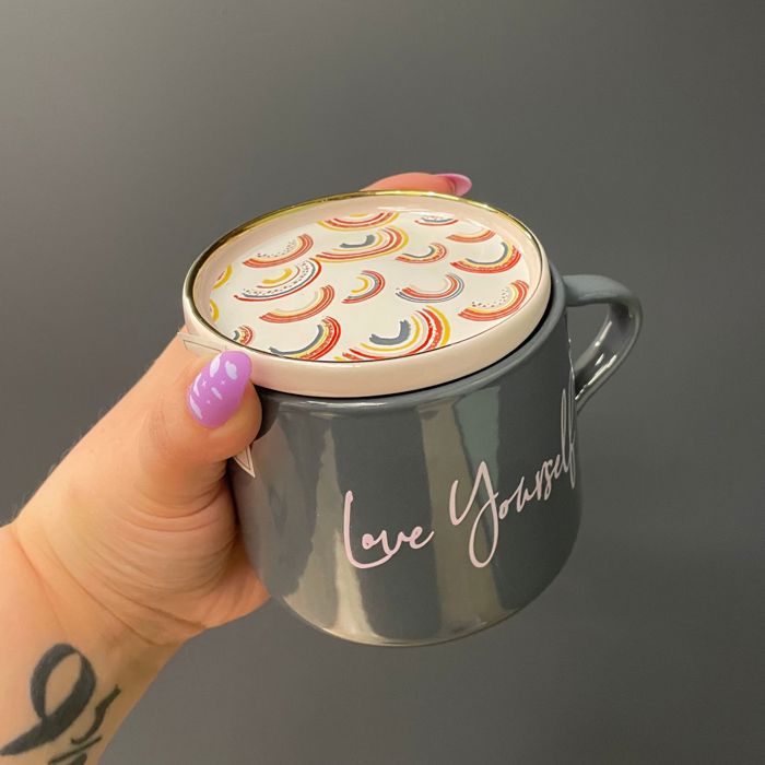 Love Yourself Mug & Coaster Lid with Rainbow Design | Pride LGBTQ