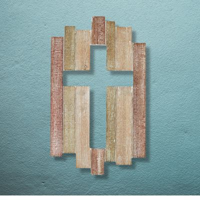 Plank Cross Rustic Wood Hanging Home, Church or Office Wall Cross, Religious Spiritual Catholic Christian Gifts 9.5" W x 15.7" H