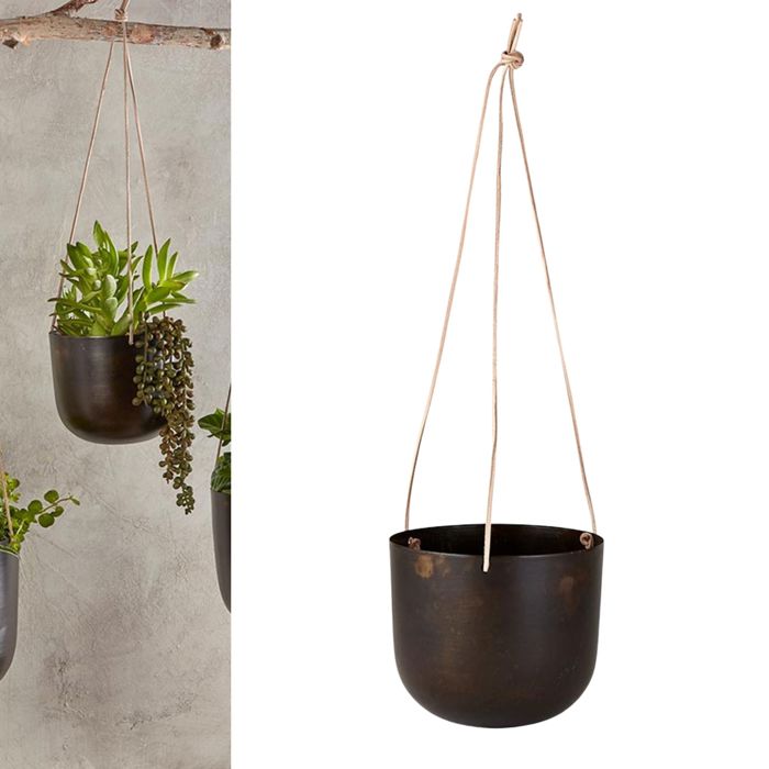 Small Hanging Vase, 6" x 5", Metal Rustic Home Decor Plant Vase