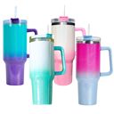  40 Oz Ombre Gradient Stainless Steel Insulated Handle Tumbler - XL Size with Straw