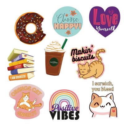 Water Bottle Vinyl Stickers Sets | 3 Assorted Waterproof Fun Novelty Decals
