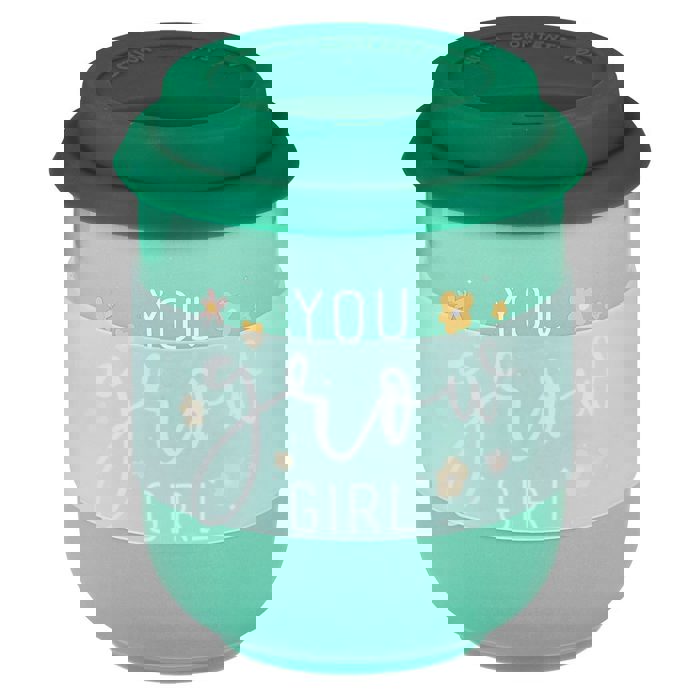 You Grow Girl Ceramic To Go Mug | Holds 16 oz. | Eco Mug with Silicone Lid and Sleeve