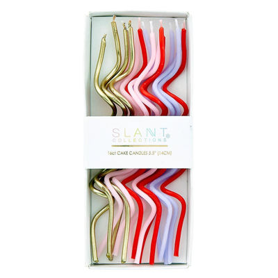 Mod Party Swirl Cake Candles - 16 Pieces | Skinny Birthday Candles 5.5 Tall"