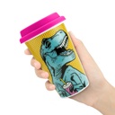  T-Rex Ceramic Double Wall Travel Mug in Pop Art Multicolor