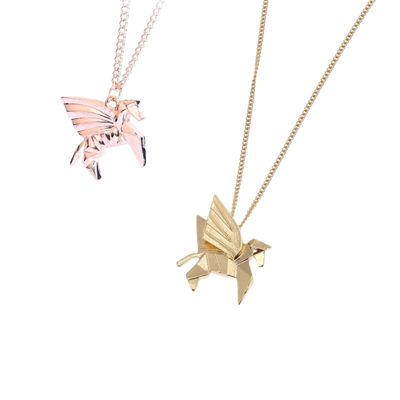 Pegasus Geometric Pendant Necklace in a Gift Box | Gold or Rose Gold)