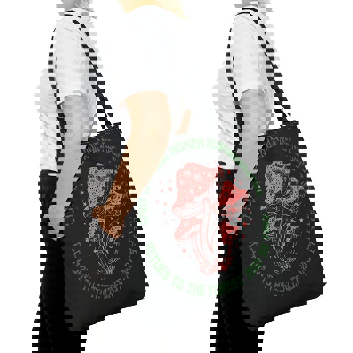 Cast Off Your Human Responsibilities Tote Bag in Black | 18" x 18"