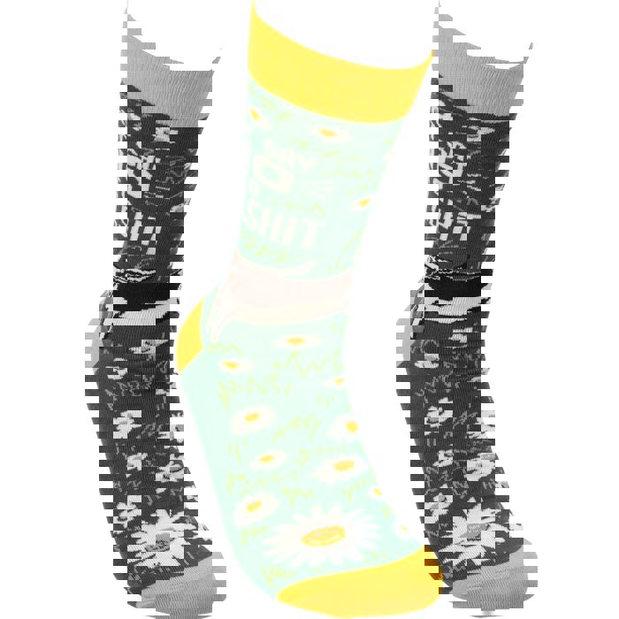 Just Say No To Bullshit Funny Socks in Green and Yellow | Unisex