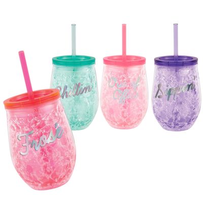 Set of 6 Freezable Acrylic Wine Chiller Tumbler, 12-Ounce | Summer Cocktails Barware Drinkware