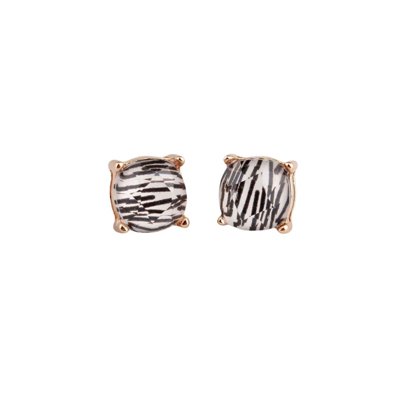 Zebra Stripes Square Stud Earrings | Black and White Bold Animal Print