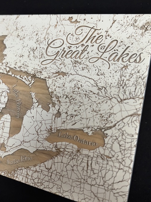 Wooden Engraved Great Lakes Street Map