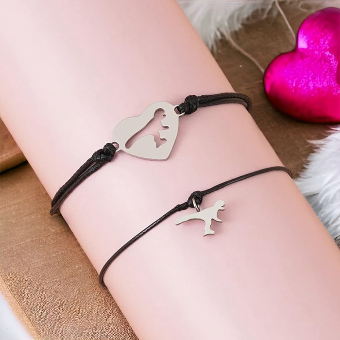 Personalized Matching You and Me Valentines Dinosaur Bracelets 