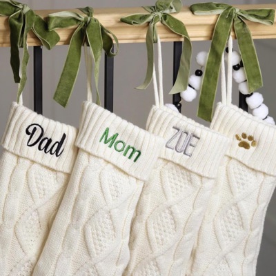 Personalized Christmas Stockings 2025 – Custom Embroidered Knit Stockings with Names, Perfect for Holiday Decor & Family Gifts