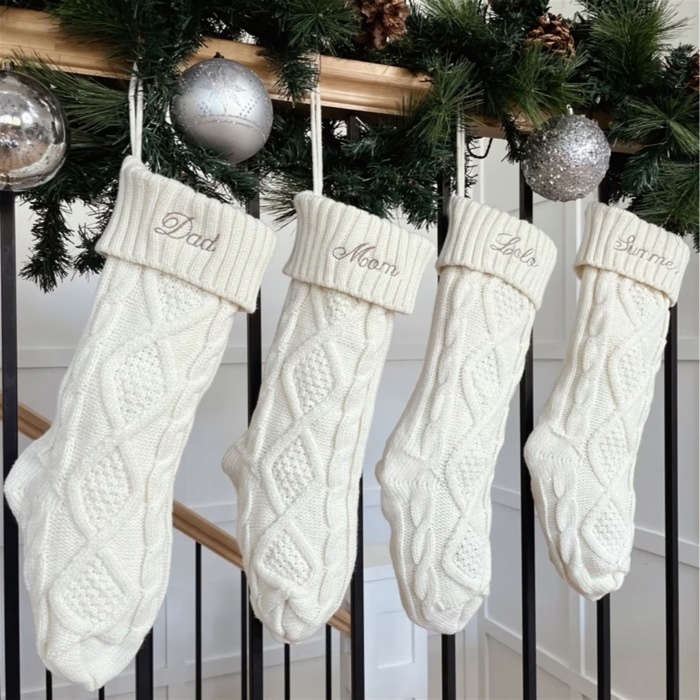Personalized Christmas Stockings 2025 – Custom Embroidered Knit Stockings with Names, Perfect for Holiday Decor & Family Gifts