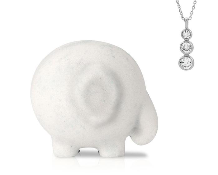 3 Pack White Elephant Bath Bomb with Necklace