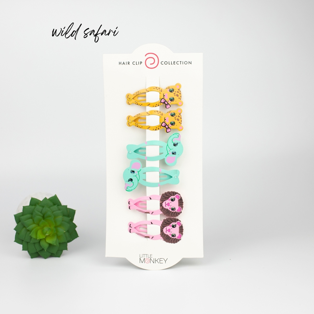 Fun Hair Clip Set - 6 Clips - Wild Safari