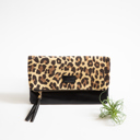 Leopard Print with Burgundy Lining Animal Foldover Clutch - Holiday Shopping Spree