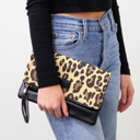 Leopard Print with Burgundy Lining Animal Foldover Clutch - Holiday Shopping Spree