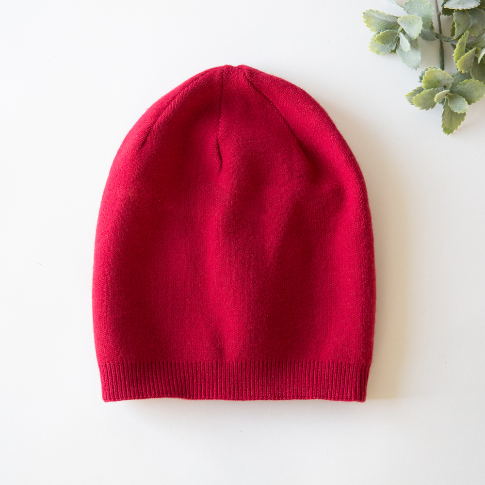 Cashmere Blend Beanie - Raspberry Color