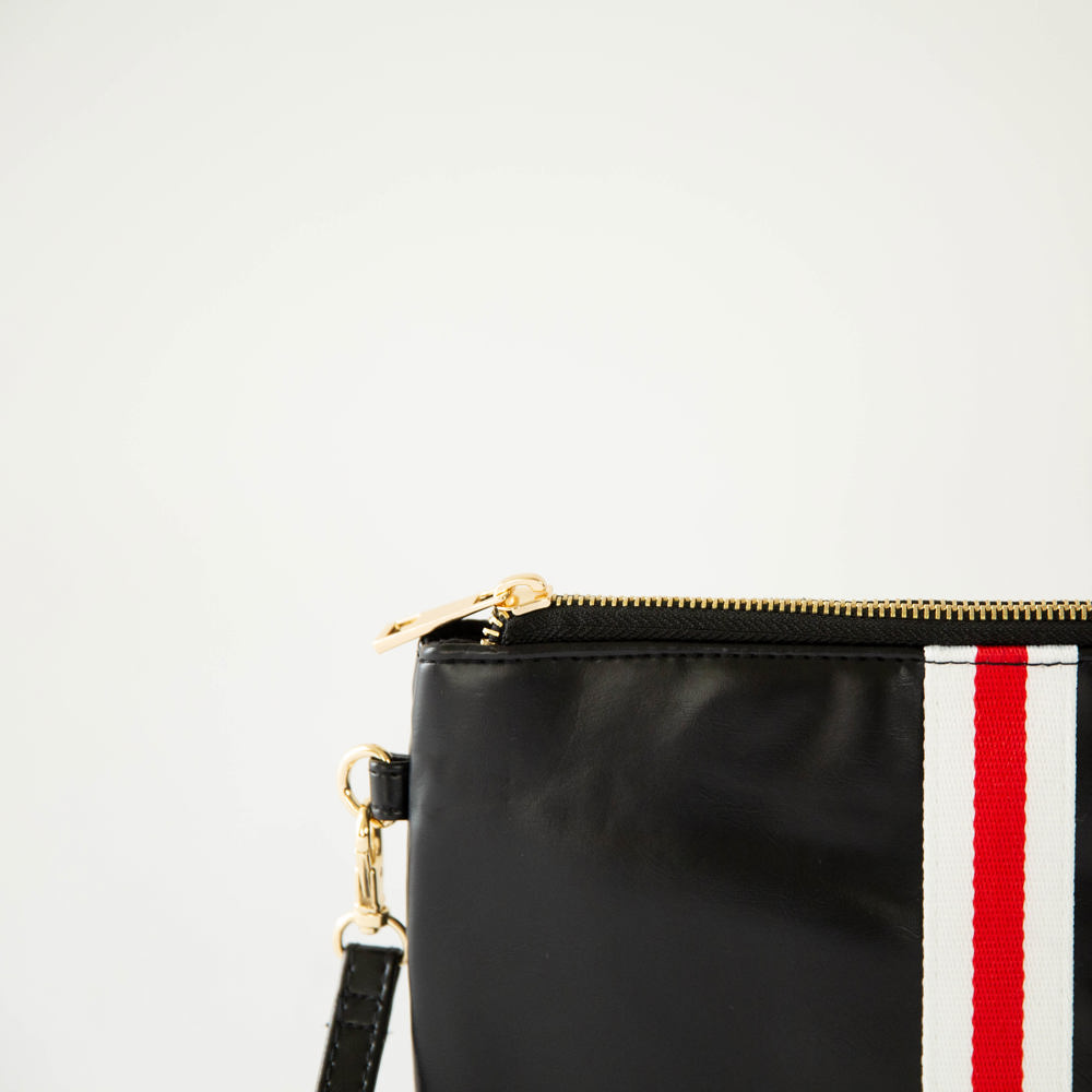 Preppy Stripe Zipper Clutch - Red & White Stripe