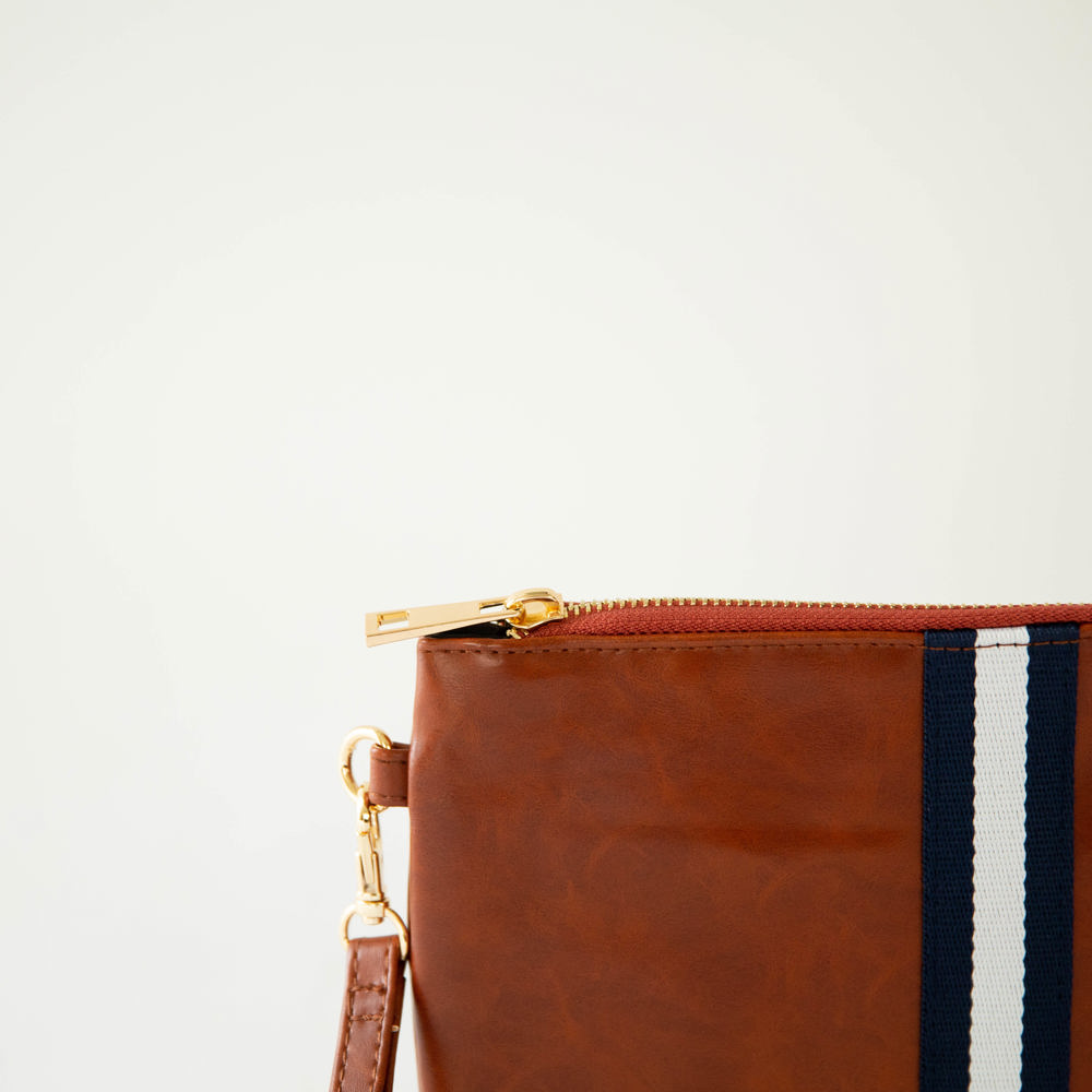 Preppy Stripe Zipper Clutch - Navy & White Stripe