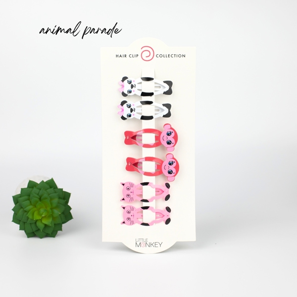 Fun Hair Clip Set - 6 Clips - Animal Parade