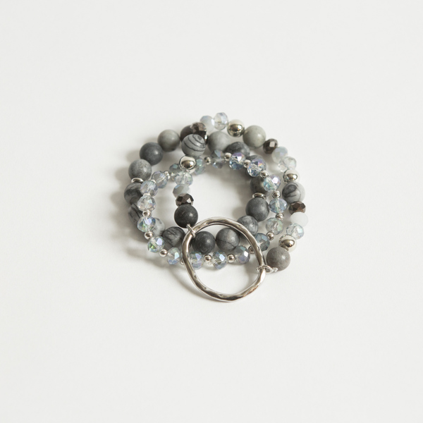 Stackable Avery Bracelet - Gray & Silvertone