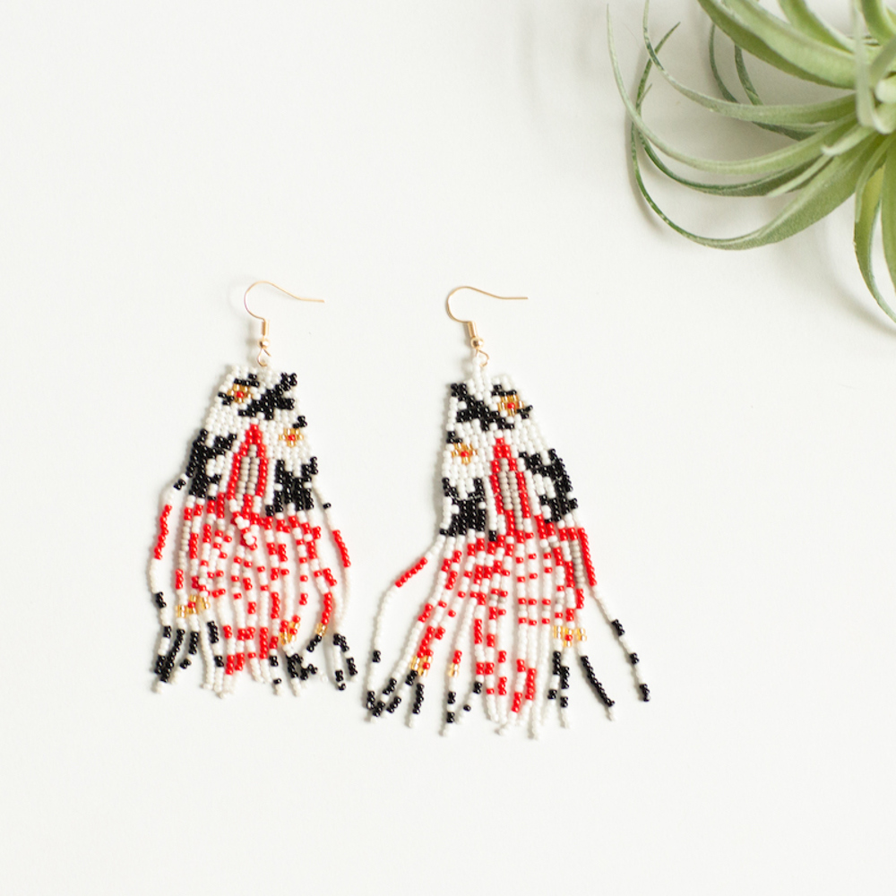 Beaded Snake Design Drop Earrings