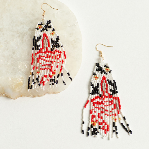 Beaded Snake Design Drop Earrings