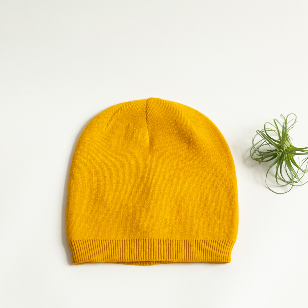 Cashmere Blend Beanie - Mustard Color