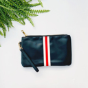  Preppy Stripe Zipper Clutch - Red & White Stripe