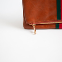  Preppy Foldover Clutch - Green & Red Stripe