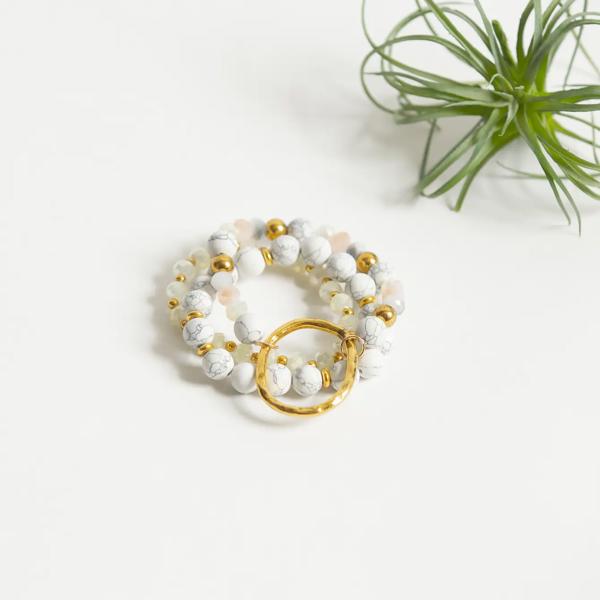 Stackable Avery Bracelet - Marble & Goldtone