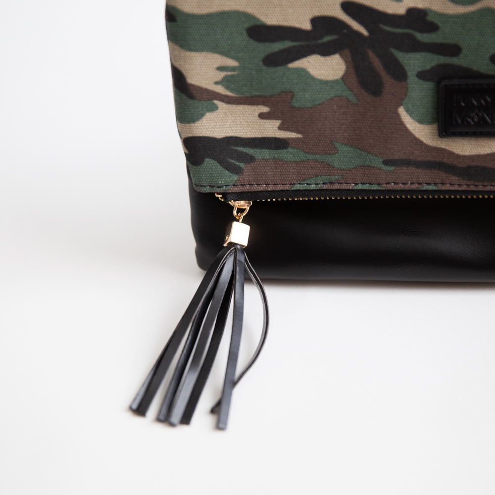 Foldover Camoflauge with Red Lining Clutch