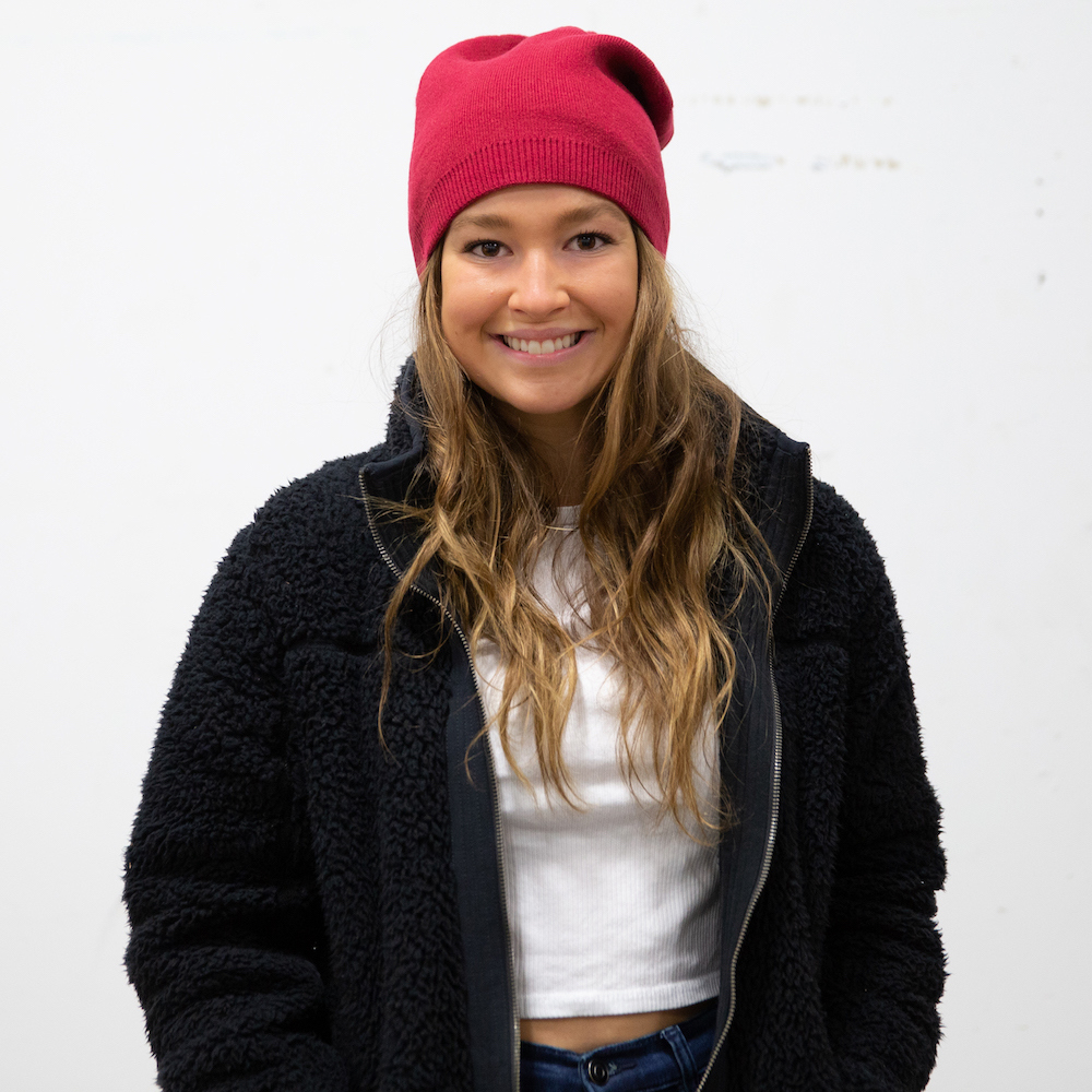 Cashmere Blend Beanie - Raspberry Color