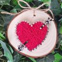 Red heart Valentine's Day String Art kits, Real wood slice, crafts for kids, teens and adults. Valentines Day Decor. DIY String Art. Hands on crafts!