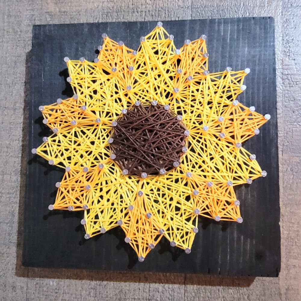 DIY String Art Sunflower, Fun activity, Home Décor, wall hanging, shelf art. Fall Craft, Gift Idea!