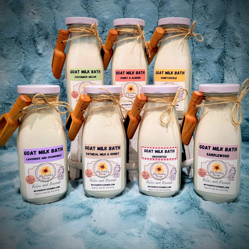 Goat Milk Bath dry powder and salts, Natural skin care, Replenish and Moisturize your skin, Self care, Aromatherapy, Spa and Relaxation!