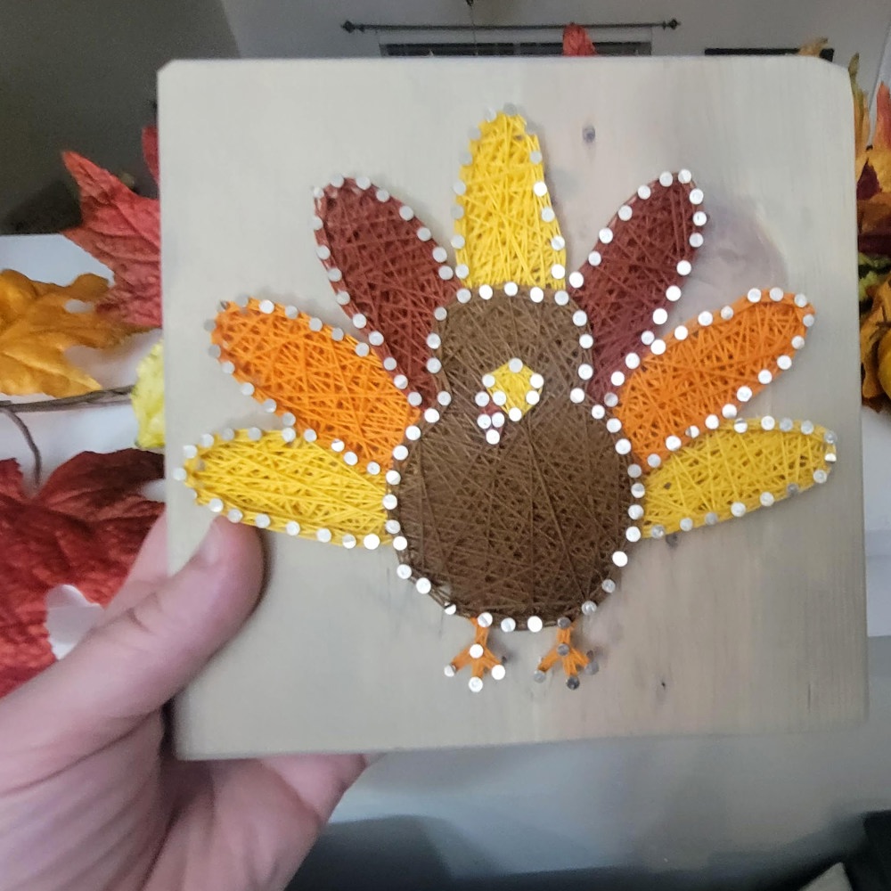 DIY String Art Turkey, Farmhouse Décor, Relaxing and Fun Craft, wall hanging, shelf art. Gift Idea! Activity for kids, teens & adults.