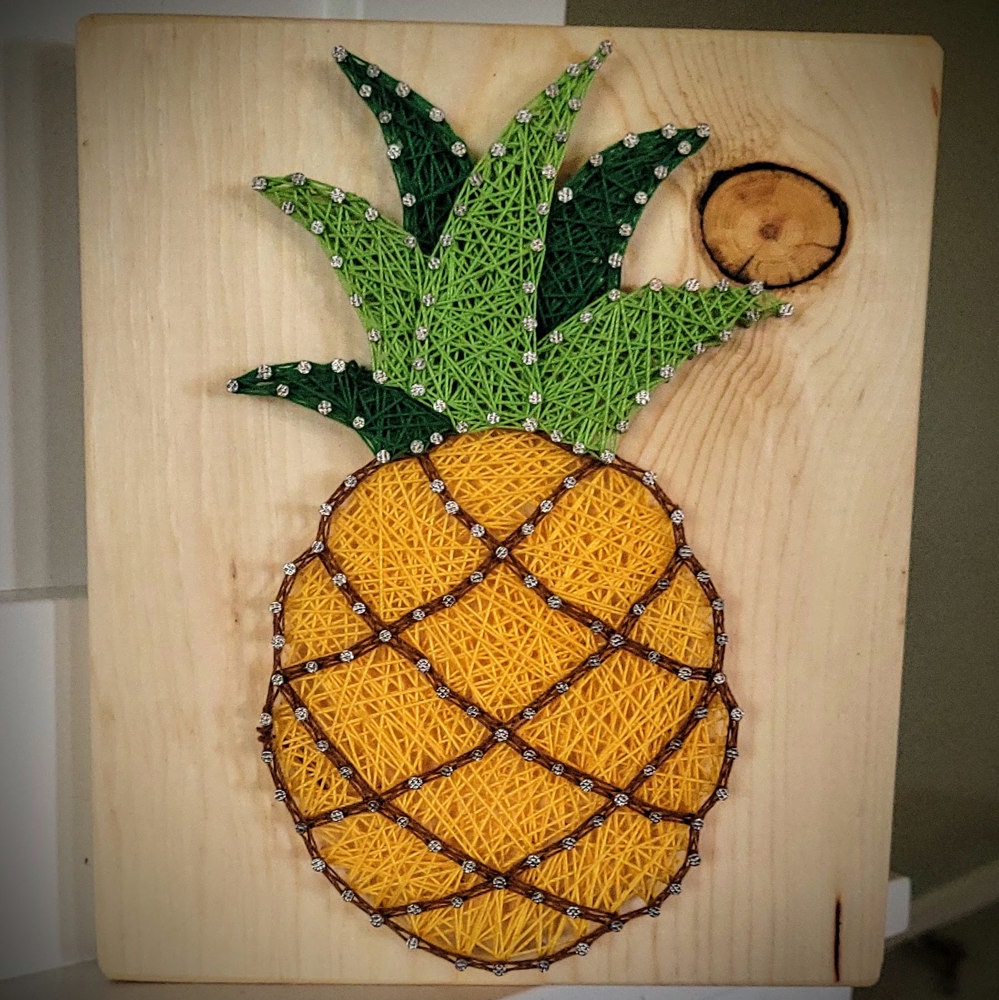 DIY String Art Pineapple, Beach House Décor, Tropical Wall Decor, wall hanging, shelf art. Gift Idea! Activity for kids, teens & adults.