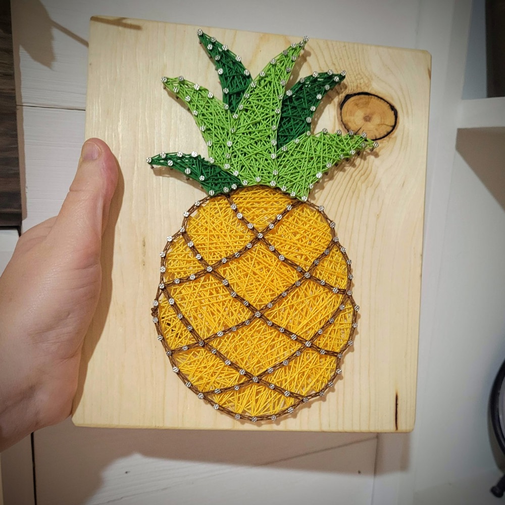 DIY String Art Pineapple, Beach House Décor, Tropical Wall Decor, wall hanging, shelf art. Gift Idea! Activity for kids, teens & adults.