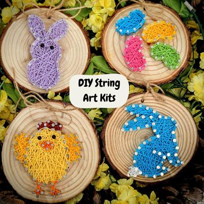 Valentine's Day String Art kits, Real wood slice, crafts for kids, teens and adults. Valentines Day Decor. DIY String Art. Hands on crafts!