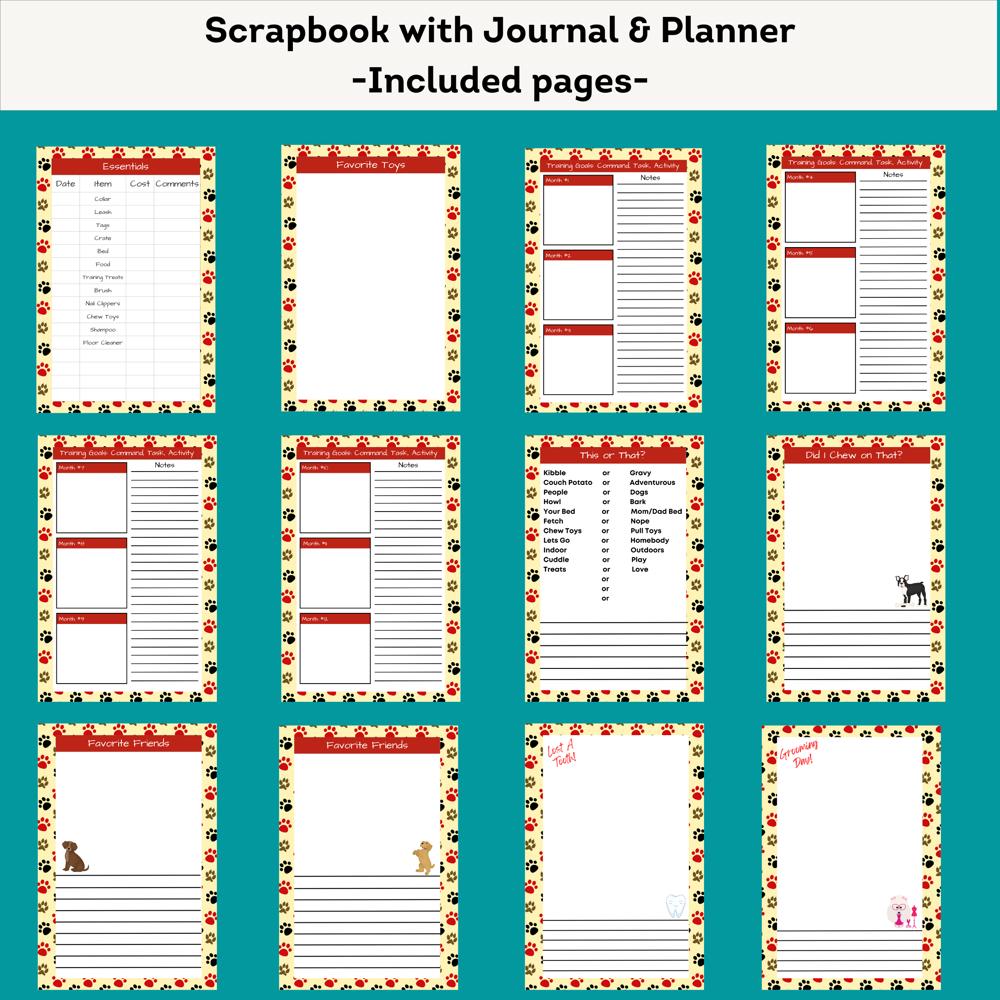 Complete Planner& Memory book for new Puppy, Printed, Puppy Journal, Scrapbook, puppy baby book Great Gift idea, Dog Mom Gift! Puppy journal