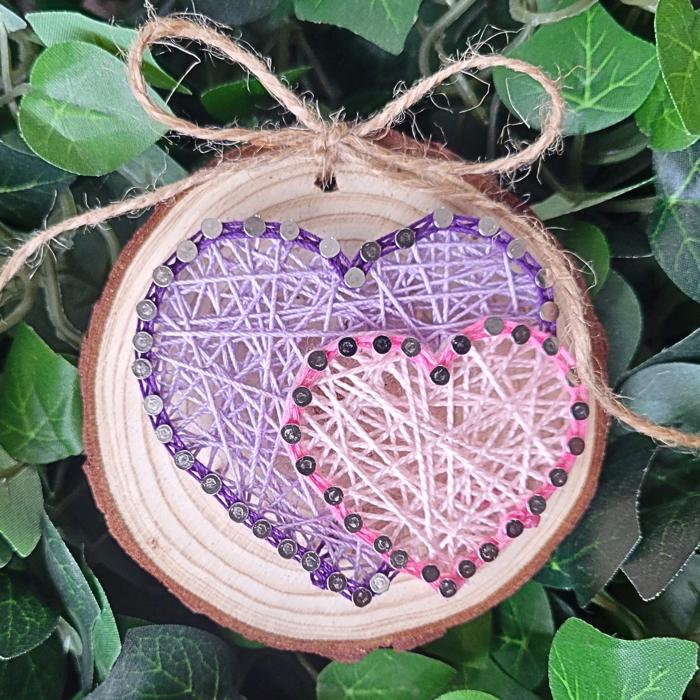 Valentine's Day String Art kits, Real wood slice, crafts for kids, teens and adults. Valentines Day Decor. DIY String Art. Hands on crafts!