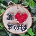 Red & Black Valentine's Day String Art kits, Real wood slice, crafts for kids, teens and adults. Valentines Day Decor. DIY String Art. Hands on crafts!