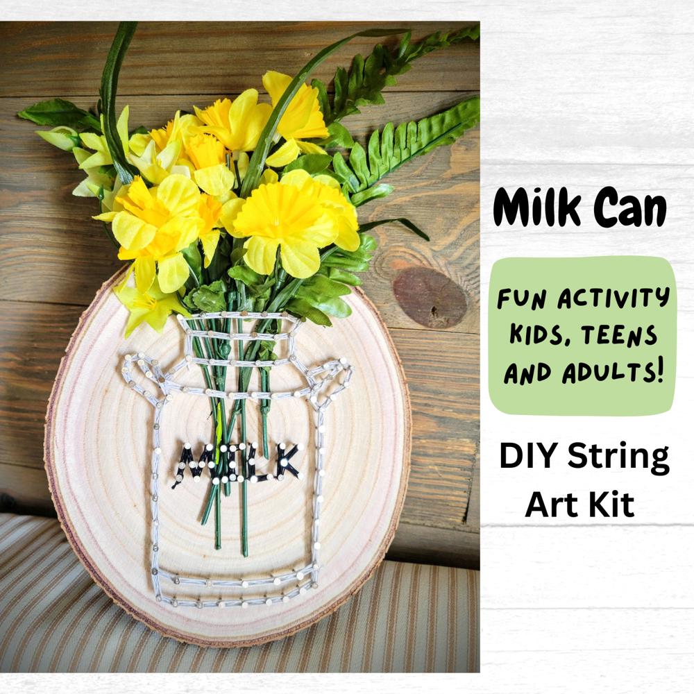 DIY String Art Milk Jug Kit, Home Décor, Relaxing Craft, wall hanging, shelf art. Gift Idea! Mother's Day, Gift's for her. Farmhouse Decor.