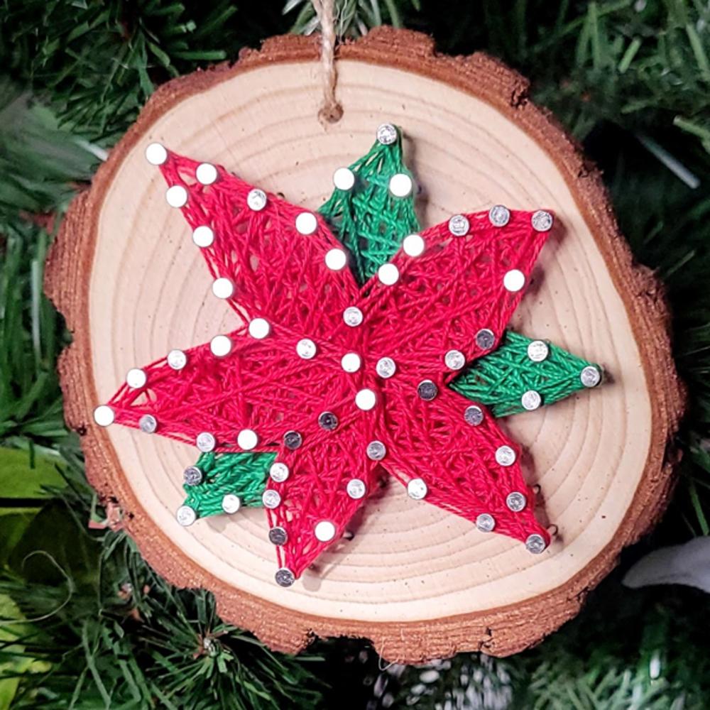 Christmas Tree String Art Ornament kits, Real wood slice, crafts for kids, teens and adults. DIY Christmas Ornaments.