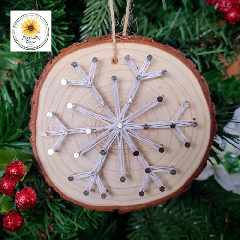 Christmas Tree String Art Ornament kits, Real wood slice, crafts for kids, teens and adults. DIY Christmas Ornaments.